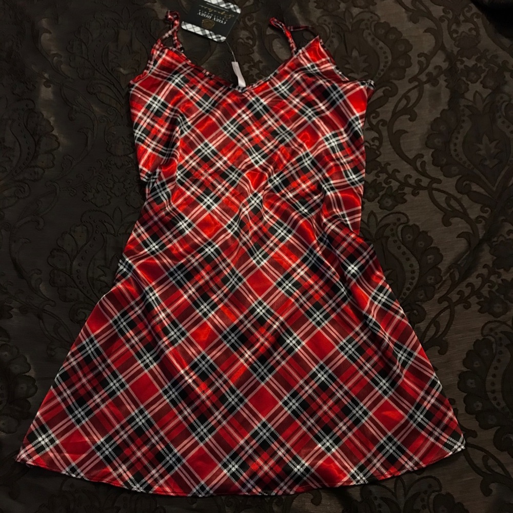 Satin plaid dress